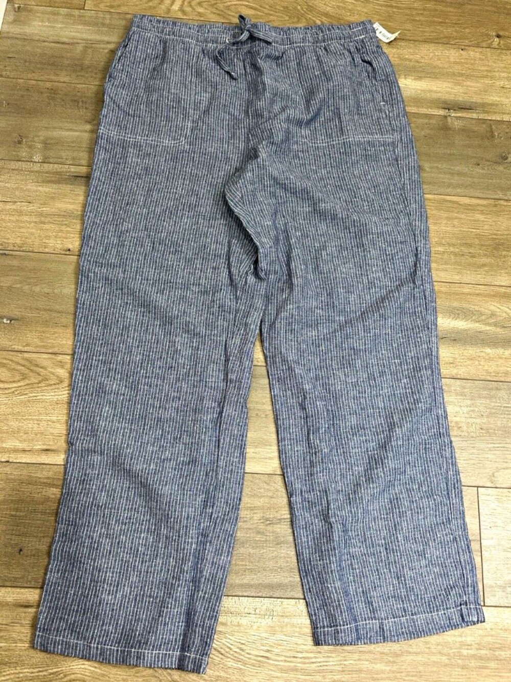 Amazon Essentials Women 2XL Linen Cotton Blend Striped Pull On Pants Gray